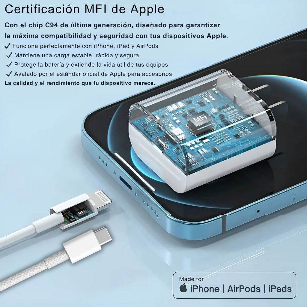 Cargador Apple 20W (Certificado) (CARGA RÁPIDA)