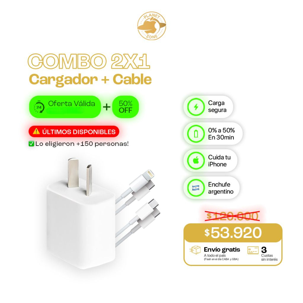 Cargador Apple 20W (Certificado) (CARGA RÁPIDA)