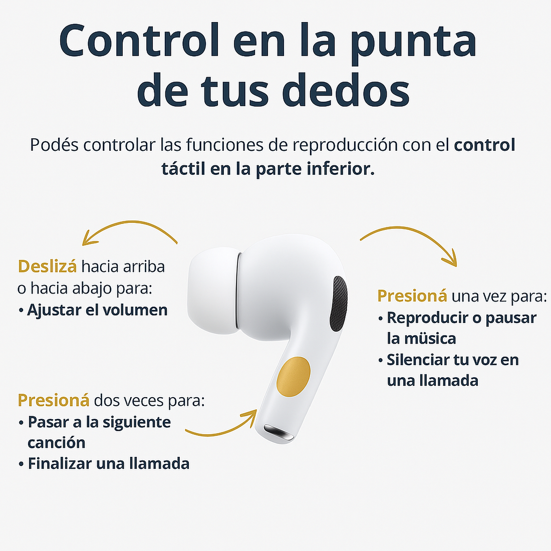 Control táctil AirPods Pro 2 - gestos y funciones