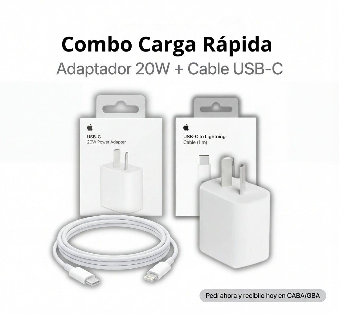 Pack de Carga Rápida 20W (Adaptador + Cable)
