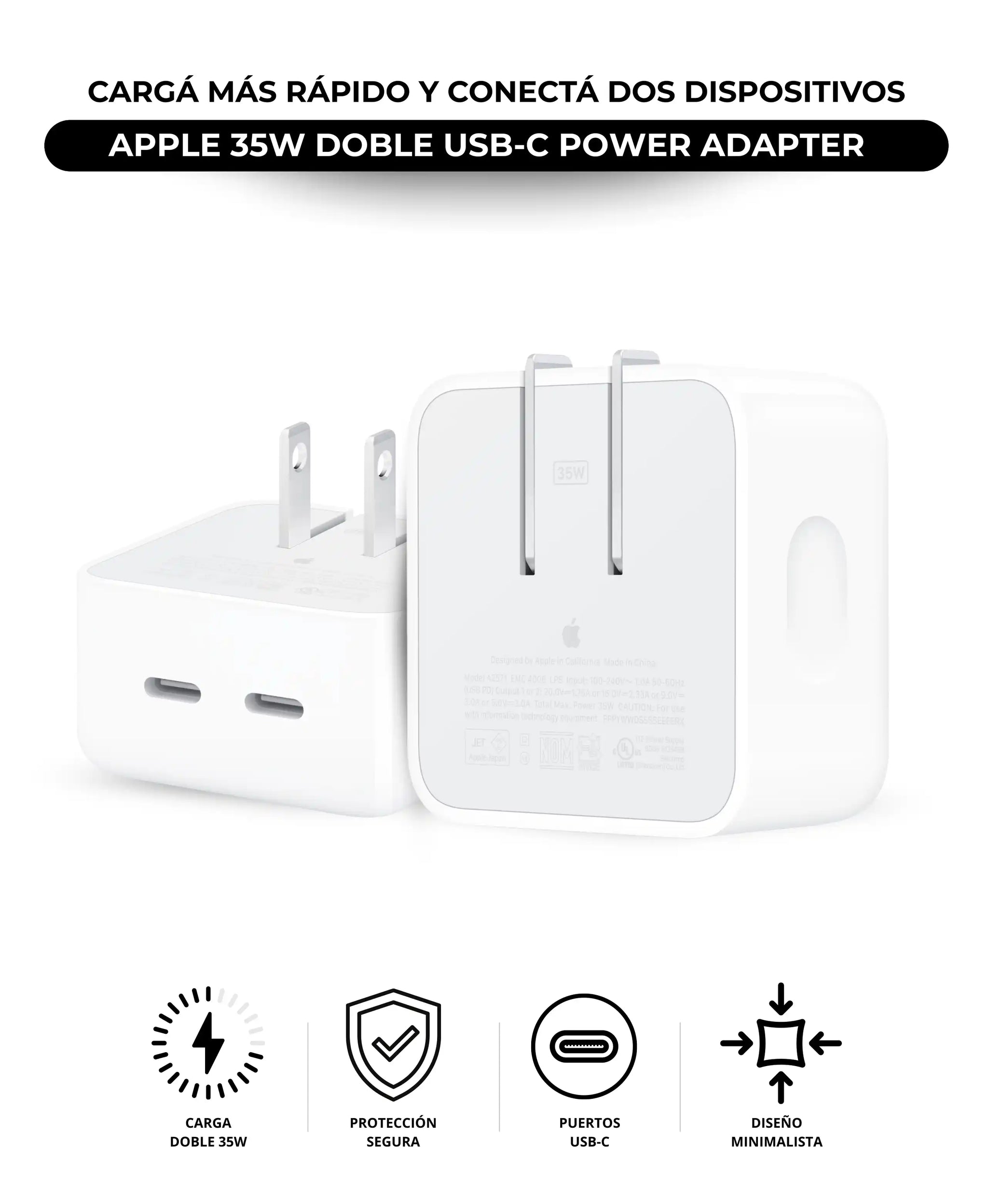 Cargador Apple 35W Doble USB-C