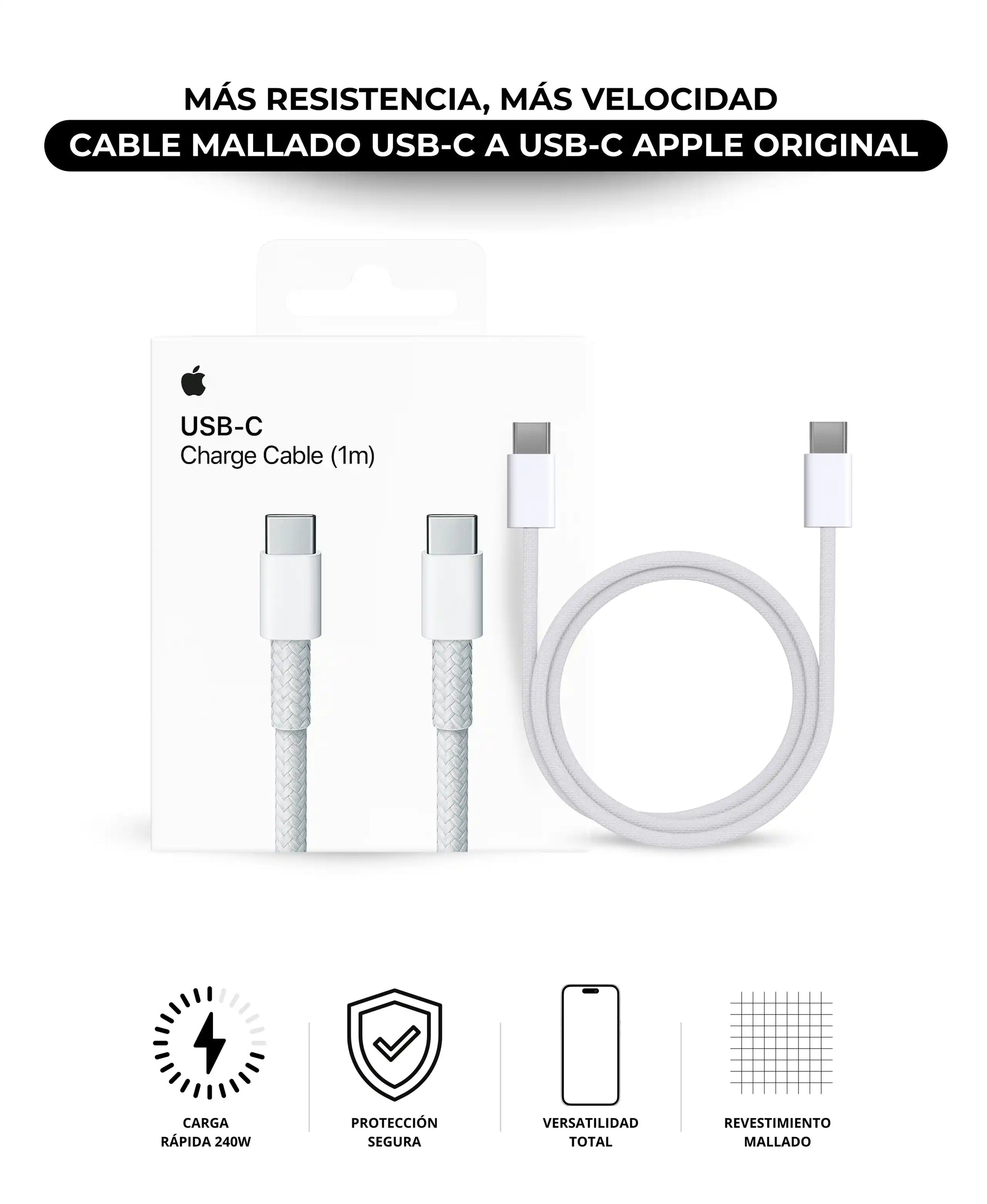 Cable Mallado USB-C a USB-C Apple